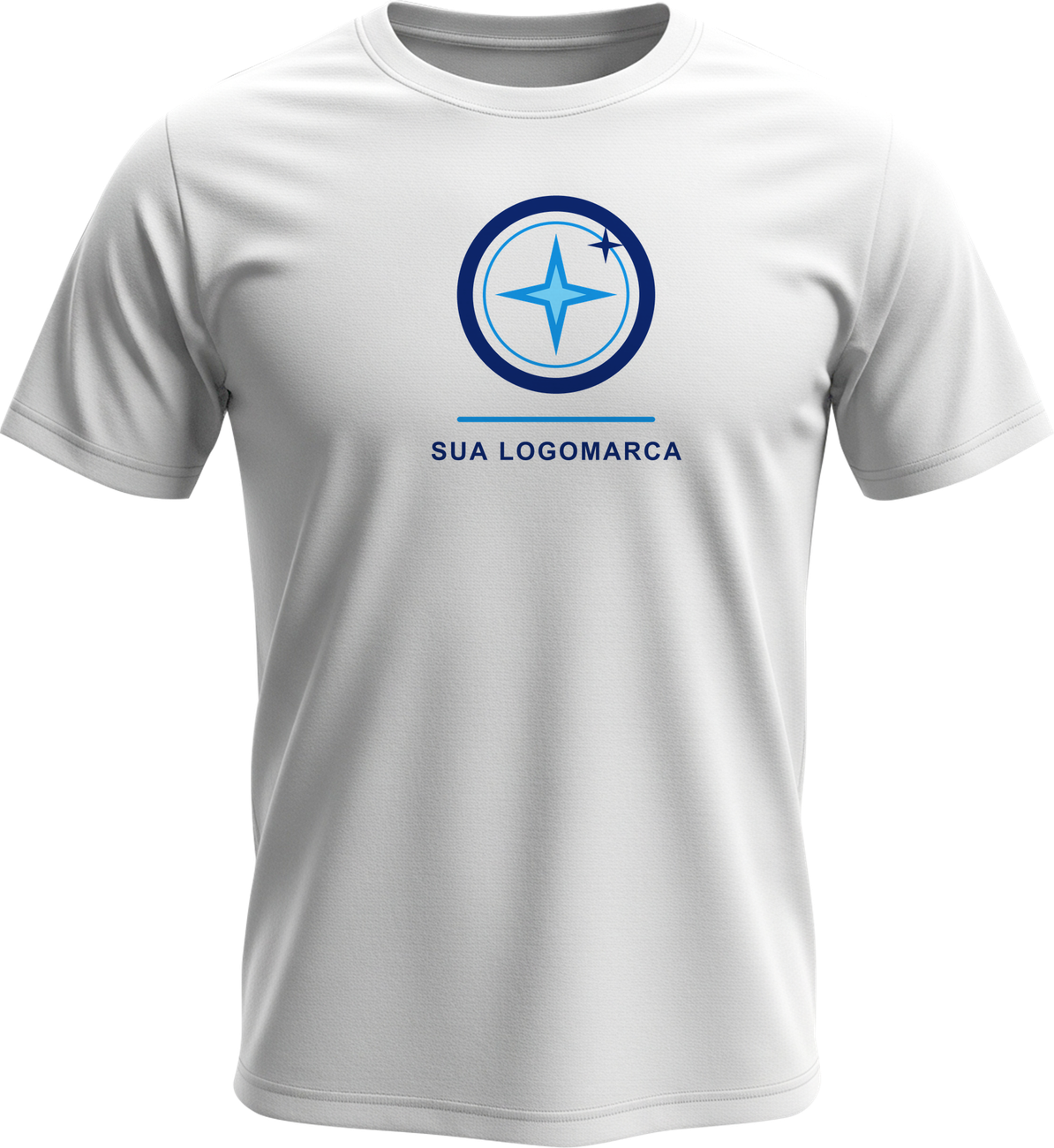 Camiseta branca lisa com a logomarca do cliente